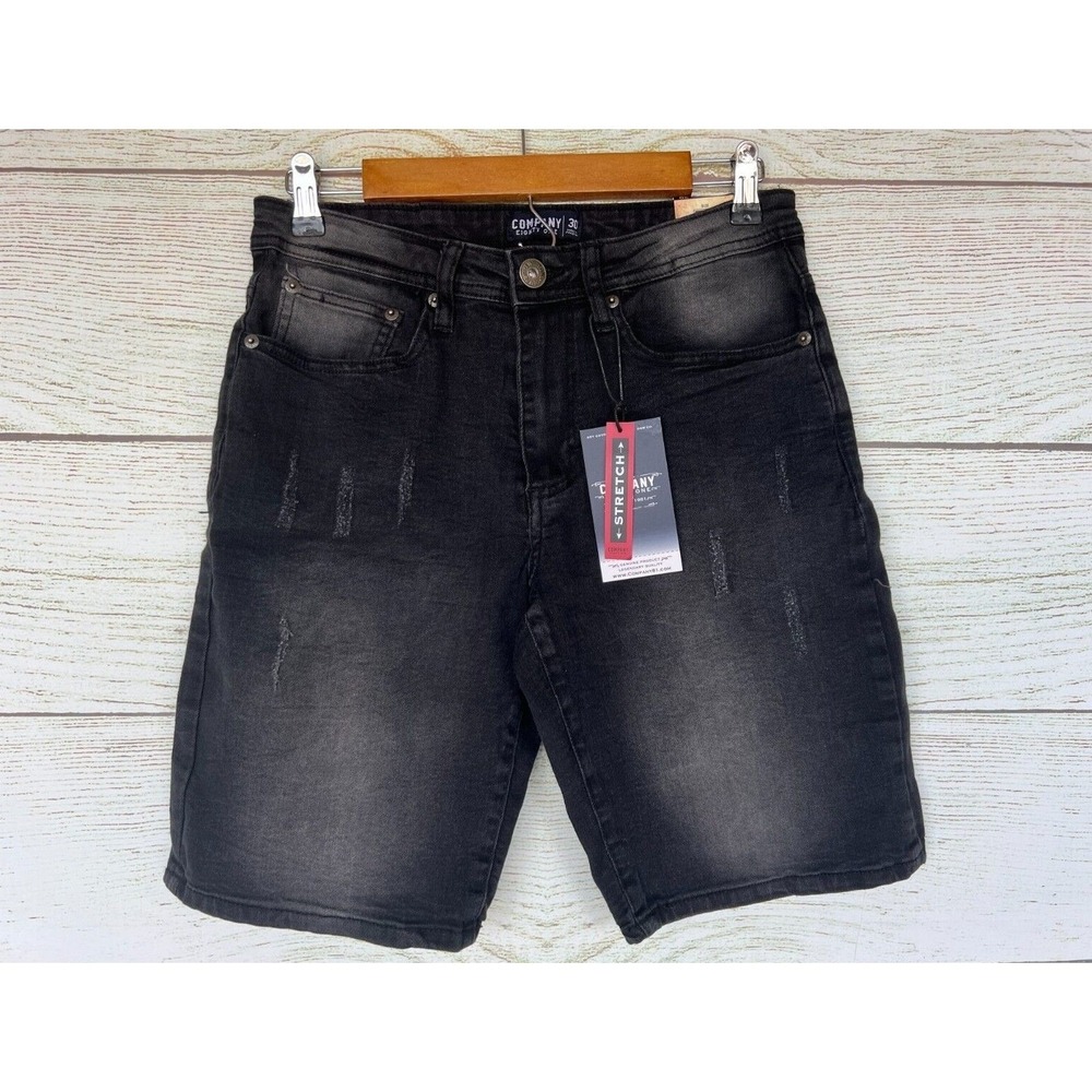 Company 81 Jean Shorts Mens Size 30 Volcanic Black Distressed Denim Shorts New